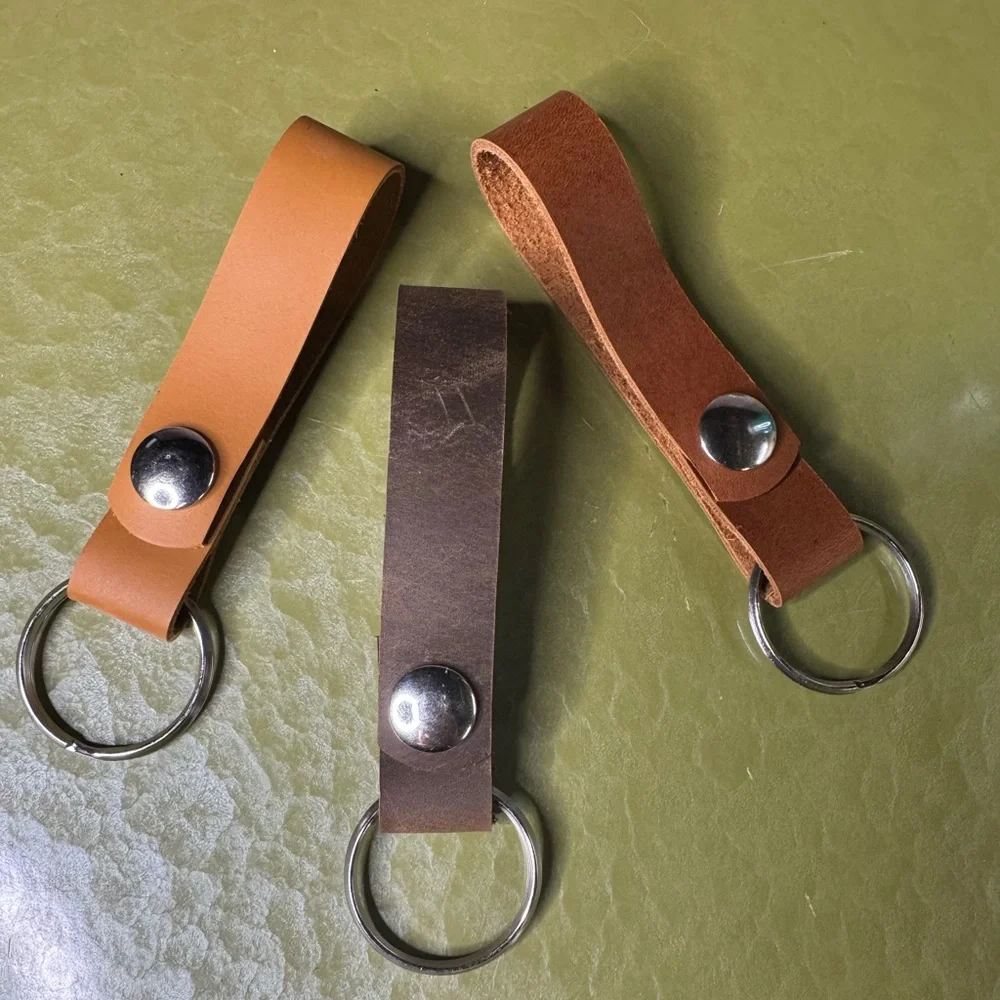 Leather Snap Loop Keychain available in 3 colors